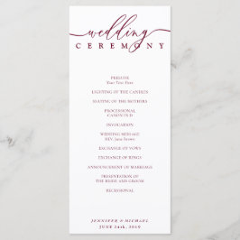 Minimale Burgundy Signature Script Hochzeit Zeremo Programm