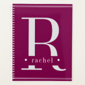 Minimale Burgundy & White Monogram Planer (Vorderseite)