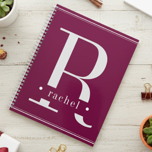 Minimale Burgundy & White Monogram Planer