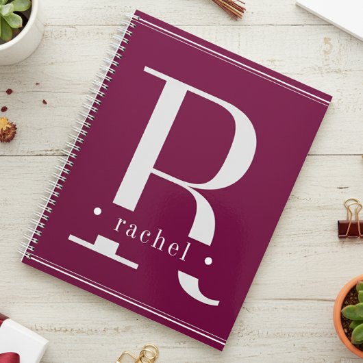 Minimale Burgundy & White Monogram Planer