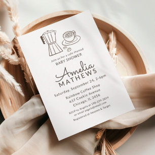 Minimale Café-Themen-Baby-Shower-Einladung Einladung