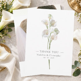 Minimale Calla-Lilien-Hochzeitsfoto-Dankeschön Dankeskarte