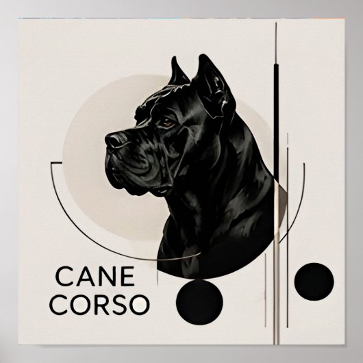 Minimale Cane Corso Moderne Hundeporträt Poster (Vorne)
