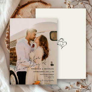 Minimale Casual-Hochzeitsfotos Moderne Schrift Einladung