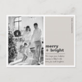 Minimale Champagner-Beige-Weihnachtskarte "Merry + Postkarte (Vorderseite)