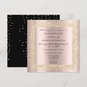 Minimale Champagner-Gold-Schwarze Konfetti-Rosé-Bl Einladung