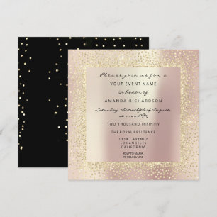 Minimale Champagner Gold Schwarze Konfetti Rose Bl Einladung