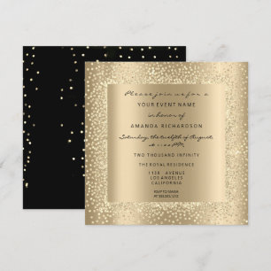 Minimale Champagner Gold Schwarze Konfetti Sepia G Einladung