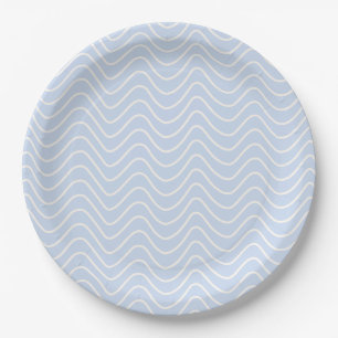 Minimale Chevron-Muster Küstenlichtblau Pappteller