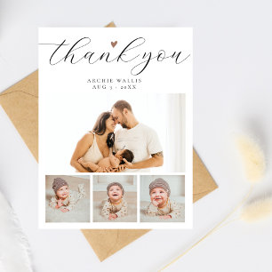 Minimale Chic-Fotocollage-Baby-Shower-Dankeskarten Postkarte