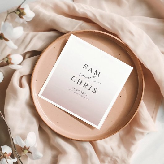 Minimale Chic Roségold-Monogramm-Hochzeit Serviette