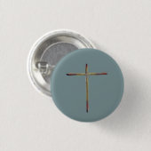 Minimale christliche Kreuz blau grün Button (Vorne & Hinten)