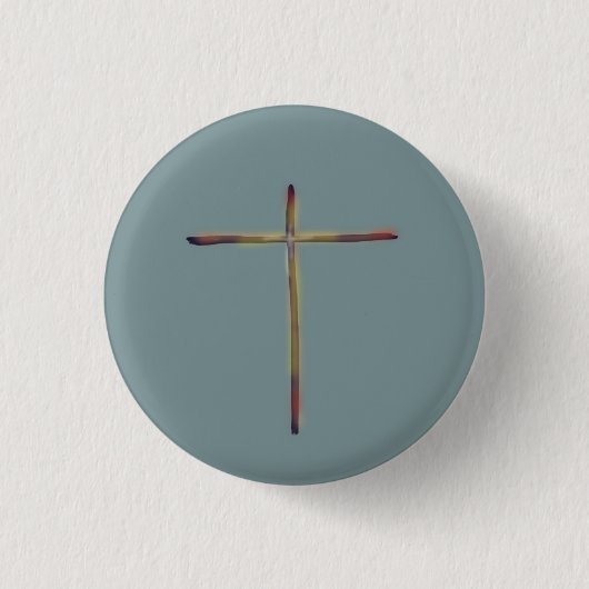 Minimale christliche Kreuz blau grün Button (Vorderseite)