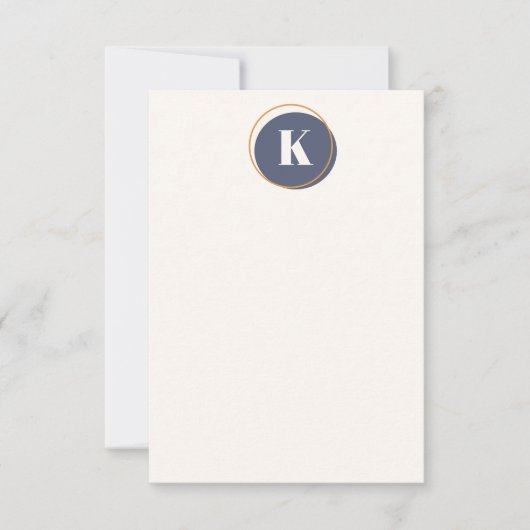 Minimale Circle Monogram Konstruktion in Navy und  Mitteilungskarte (Vorderseite)