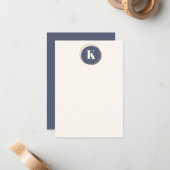 Minimale Circle Monogram Konstruktion in Navy und  Mitteilungskarte (Vorderseite/Rückseite Beispiel)