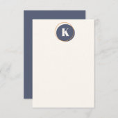 Minimale Circle Monogram Konstruktion in Navy und  Mitteilungskarte (Vorne/Hinten)