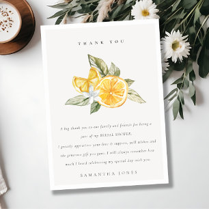 Minimale Citrus-Limonen-Botanik Boho-Brautparty Dankeskarte