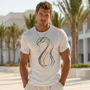 Minimale Cobra-Illustration in Linienkunst T-Shirt