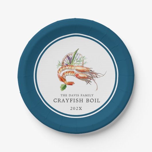 Minimale Crawfish Boil Custom | Ocean Blue Pappteller (Vorderseite)