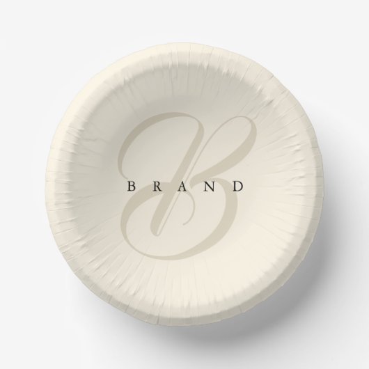 Minimale Creme Beige Elegant Monogram Company Pappteller (Vorderseite)