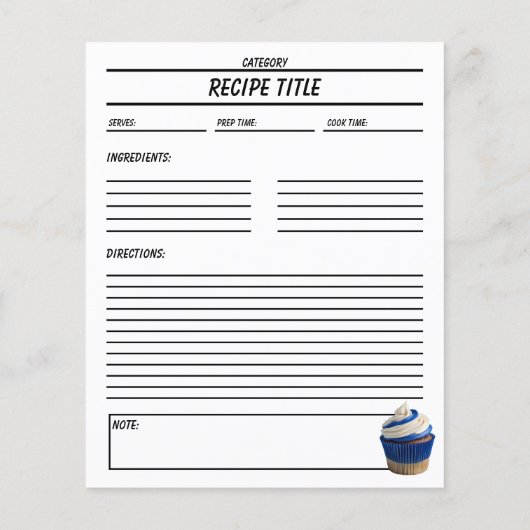 Minimale Cupcake Rezept Buchvorlage (Rückseite)
