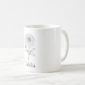 Minimale Dahlien-Blumen-Illustration Kaffeetasse (VorderseiteRechts)