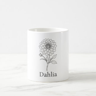 Minimale Dahlien-Blumen-Illustration Kaffeetasse