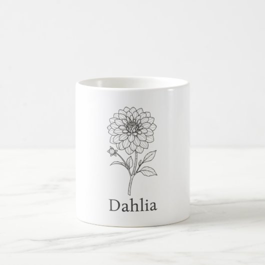 Minimale Dahlien-Blumen-Illustration Kaffeetasse (Mittel)