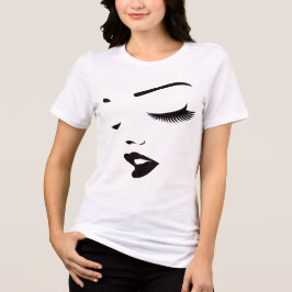 Minimale Damen-T-Shirts mit Gesichts-Linienkunst Tri-Blend Shirt
