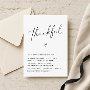 Minimale dankbare Thanksgiving-Dinner-Einladung Einladung