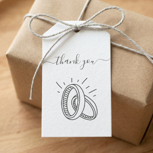 Minimale Dankeschön-Schrift mit Eheringen Geschenkanhänger