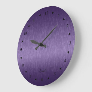Minimale Deep Purple Metallic Textur Große Wanduhr