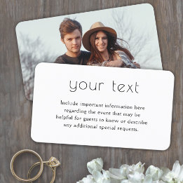 Minimale Deko Typografie & Foto Hochzeitdetails Begleitkarte