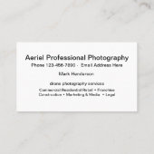 Minimale Design Drone-Fotografie Visitenkarte (Rückseite)