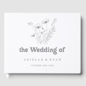 Minimale dezente graue Wildblumen-Hochzeit Gästebuch (Vorderseite)