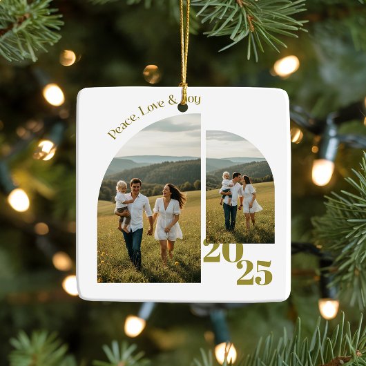 Minimale doppelseitige Bogenförmige Zwei-Foto-  Keramikornament