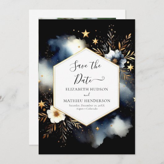 Minimale druckbare Celestial-Hochzeit Save The Date (Vorne/Hinten)