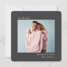 minimale dunkelgraue Insta-Film-Foto-Hochzeit  Save The Date