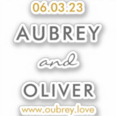 Minimale dunkelgraue und goldene Hochzeitdatum Mon Aufkleber (Vorderseite)