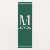 Minimale dunkelgrüne und weiße Monogramm Yogamatte (Vorderseite)