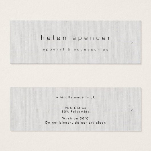 Minimale Dünndecke, Preis-Tag, Betreuungstafel (Vorne & Hinten)