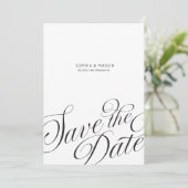 Minimale editorische Skript-Kalligrafie-Foto Save The Date (Stehend Vorderseite)