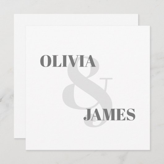 Minimale einfache Ampere und Typografie, graue Hoc Save The Date (Vorne/Hinten)