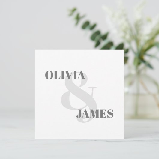 Minimale einfache Ampere und Typografie, graue Hoc Save The Date (Stehend Vorderseite)