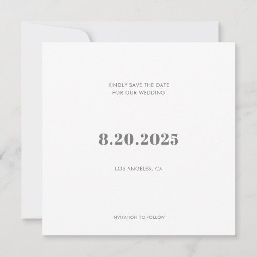 Minimale einfache Ampere und Typografie, graue Hoc Save The Date (Rückseite)