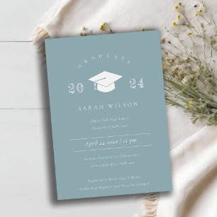 Minimale einfache Dusky Blue Gray Graduation Party Einladung