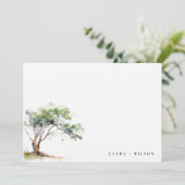 Minimale einfache Hochzeit mit Botanischem Baum Dankeskarte (Stehend Vorderseite)