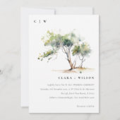 Minimale einfache Hochzeit mit Botanischem Baum Einladung (Vorderseite)