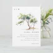 Minimale einfache Hochzeit mit Botanischem Baum Einladung (Stehend Vorderseite)