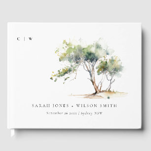 Minimale einfache Hochzeit mit Botanischem Baum Gästebuch
